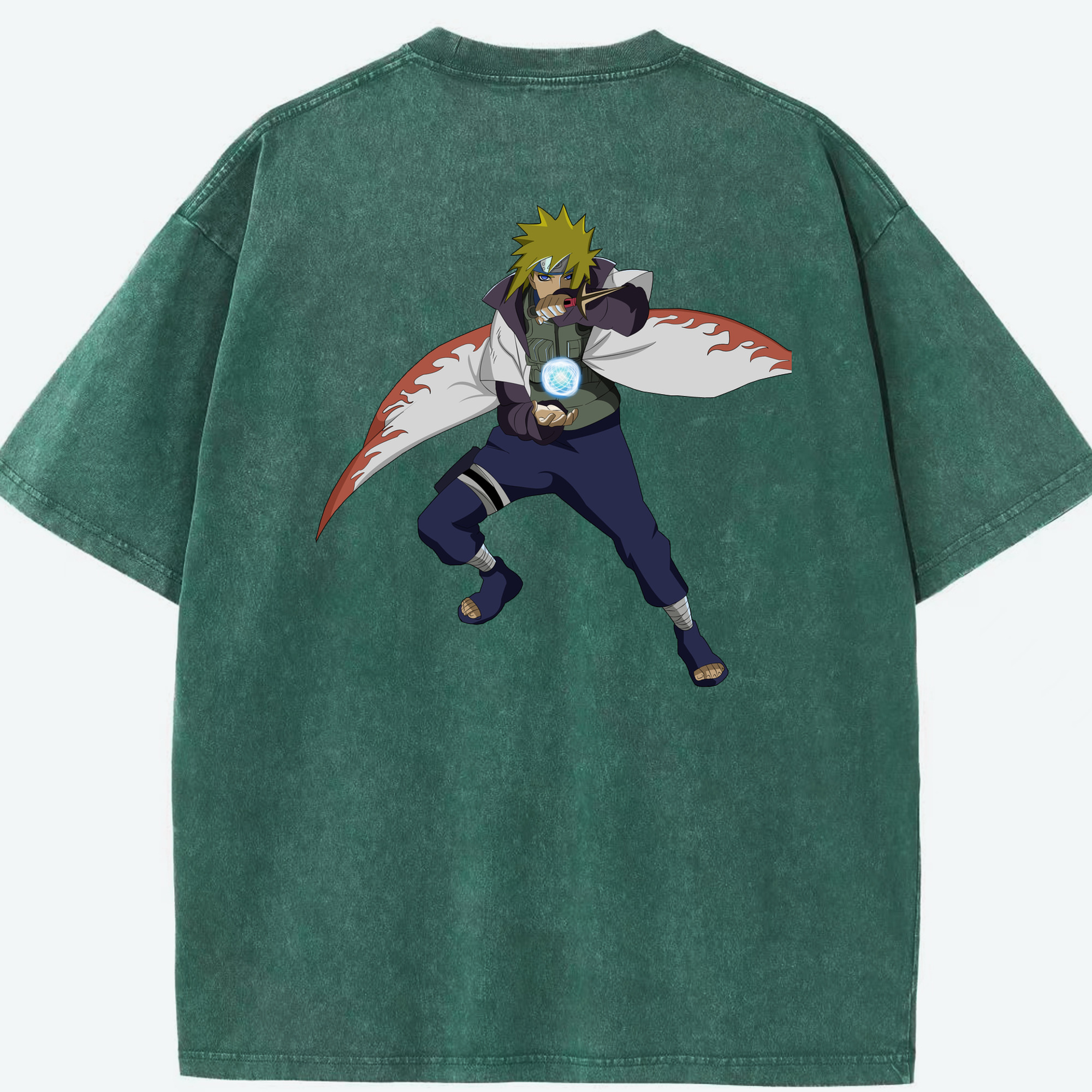 （画像用） NARUTO -ナルト- 波風 ミナト Namikaze Minato 綿100% ヴィンテージ風 半袖Tシャツ（背面プリント）